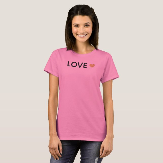 Kärlek Guld Heart Tee Shirt (Hel framsida)