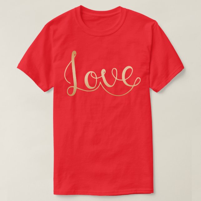 Kärlek Guld Lettering T Shirt (Design framsida)
