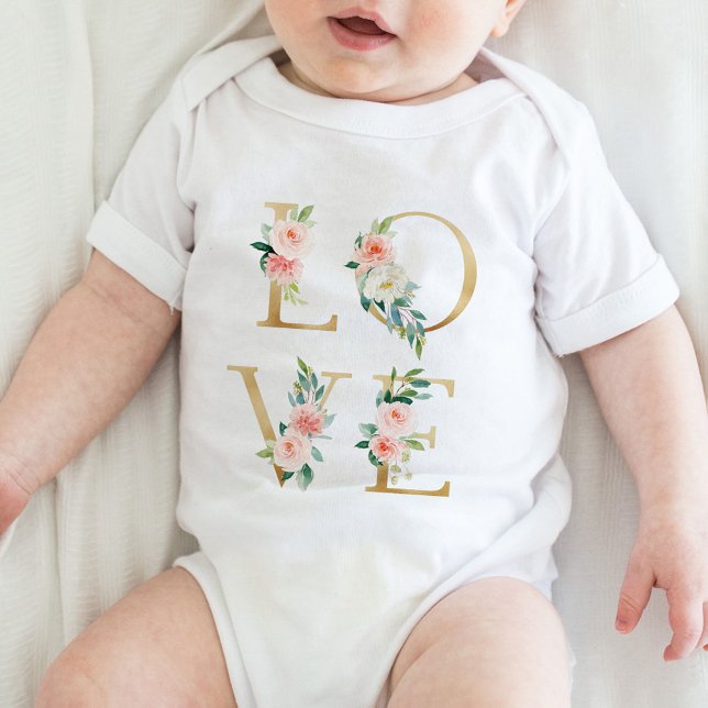 KÄRLEK guld och  blommigt i alfabetisk ordning T Shirt (Skapare uppladdad)