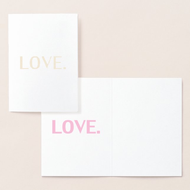 Kärlek guld rosa  - minimalistisk typografisk eleg folierat kort (Display)