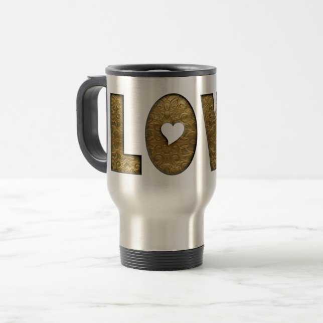 Kärlek Guld Text Ord Elegant  Golden Decorative Resemugg (Framsida vänster)