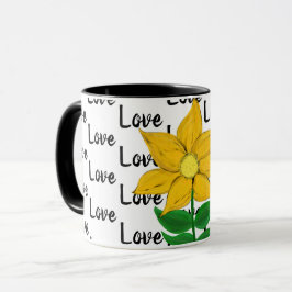 Kärlek Gult Blommigt Mugg