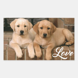 Kärlek Gult Labrador Retriever Puppies Sticker Rektangulärt Klistermärke
