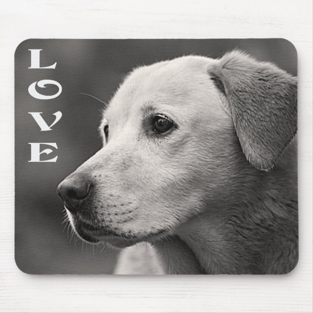Kärlek Gult Labrador Retriever Puppy Hund Mousepad Musmatta (Framsidan)
