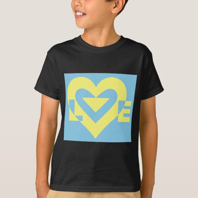 Kärlek Gult om blått T-shirt (Framsida)