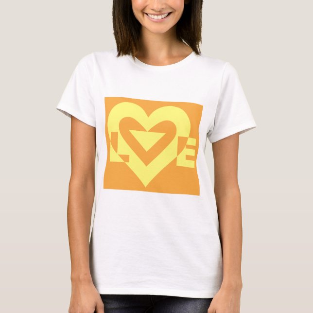 Kärlek Gult om Orange Tee Shirt (Framsida)