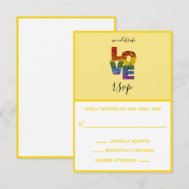 KÄRLEK Gult som likkönade Bröllop OSA-kort OSA Kort