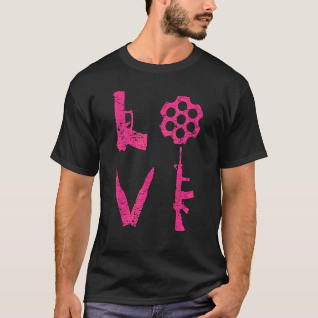 Kärlek Guns Pistol Bullets Ar15 Rifle Pro Gun 2nd  T Shirt (Framsida)