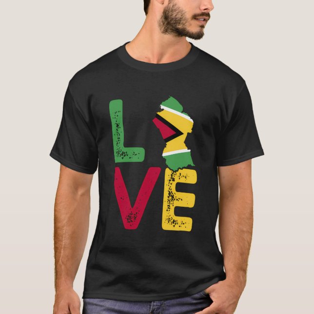 Kärlek Guyana Flagga Guyanese Guyana T Shirt (Framsida)