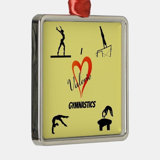 Kärlek Gymnastics Girl's Gult Ceramic Ornament (Höger)