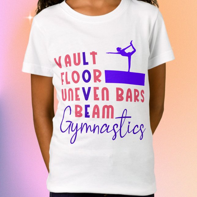 Kärlek Gymnastics Vault, Pub, Beam, Golv Coral T Shirt (Love Gymnastics Vault, Bars, Beam, Floor Coral T-Shirt)