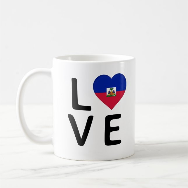 Kärlek - Haiti Flagga Kaffemugg (Vänster)