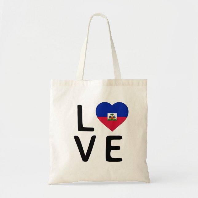Kärlek - Haiti Flagga Tygkasse (Framsidan)