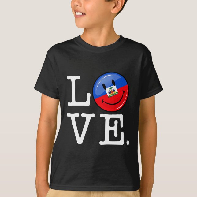 Kärlek Haiti som ler flagga Tee Shirt (Framsida)