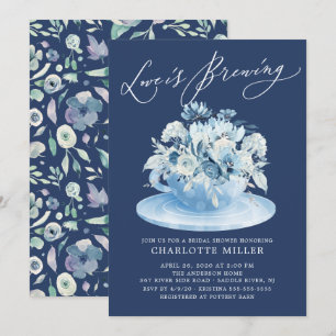 Kärlek håller på att blåa Blommigten Möhippa Tea S Inbjudningar