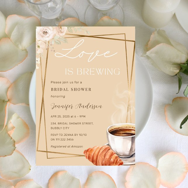 Kärlek håller på att bryta Paris-kaffeMöhippan Inbjudningar (Love is Brewing Paris Coffee Bridal Shower Invitation)