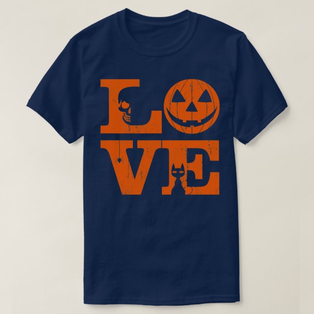 Kärlek Halloween Distress T Shirt (Design framsida)