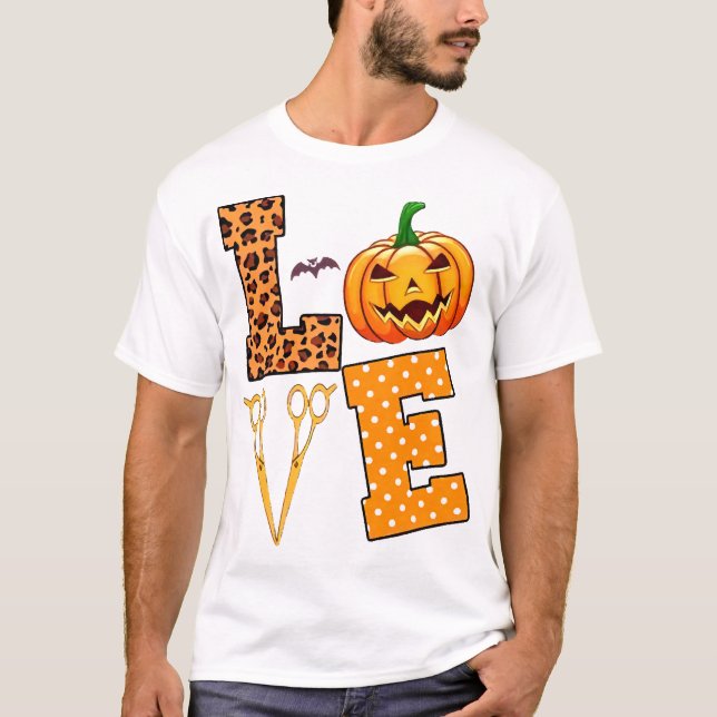 Kärlek Halloween Frisör T Shirt (Framsida)