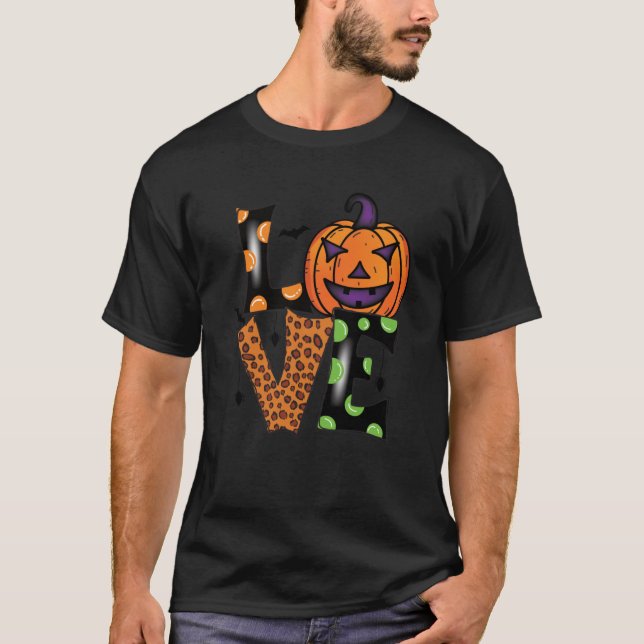 Kärlek halloween-pumpa t-shirt (Framsida)