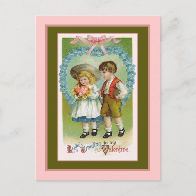 Kärlek Hälsning Old Fashioned Valentine Helg Vykort (Framsida)
