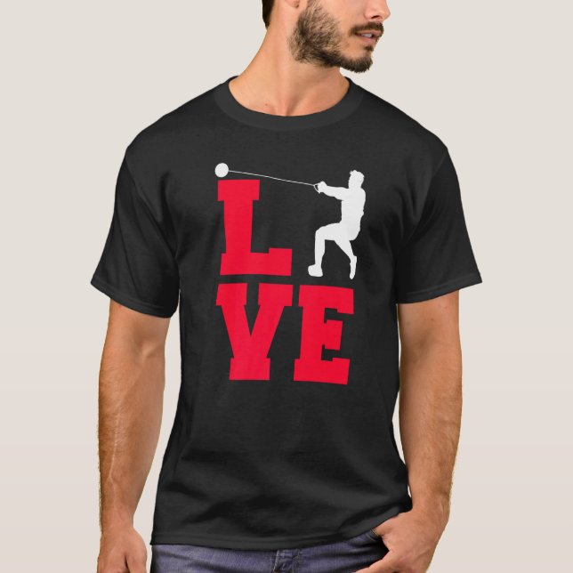 Kärlek Hammer Throwing T Shirt (Framsida)