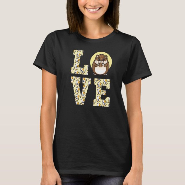 Kärlek Hamster Hamster glasburk T Shirt (Framsida)