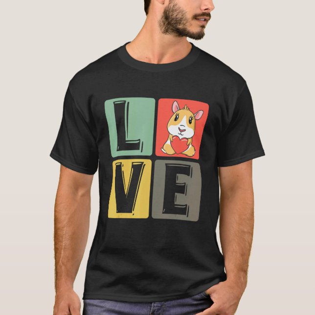 Kärlek Hamster Pet Animal Rodent Mouse Guinea Gris T Shirt (Framsida)