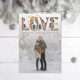 Kärlek Hand Lettering Holly Winter Newlyed Julkort