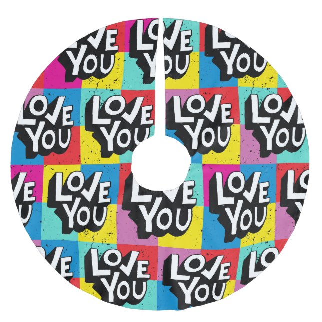 Kärlek: Hand Lettering Valentine Julgransmatta Borstad Polyester (Framsidan)