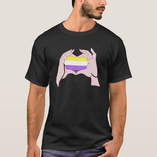 Kärlek Hand Sign Heart Nonbinary Genderfluid Non T T Shirt (Framsida)