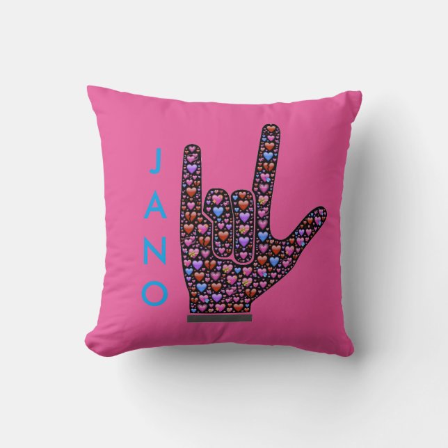 Kärlek Hand Sign Pillow Kudde (Framsida)