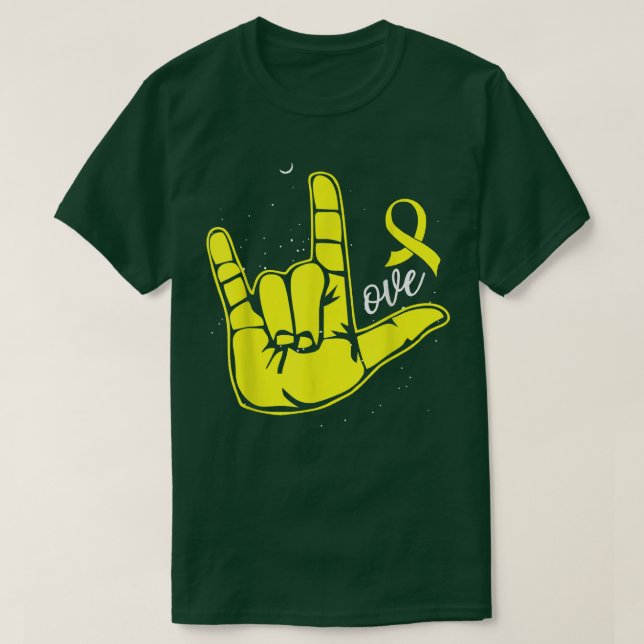 Kärlek Hand signerar medvetandegraden om cancer i  T Shirt (Design framsida)