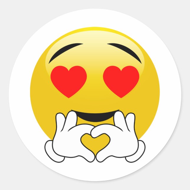 Kärlek Händer Heart Emoji Stickers Runt Klistermärke (Framsida)
