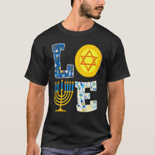 Kärlek Hanukkah Chanukah Menorah Pajama Matching F T Shirt