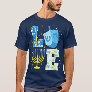 Kärlek Hanukkah Chanukah Menorah Pajama Matching F T Shirt