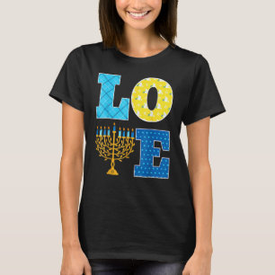 KÄRLEK Hanukkah-dekorationer Dreidel Menorah Chanu T Shirt