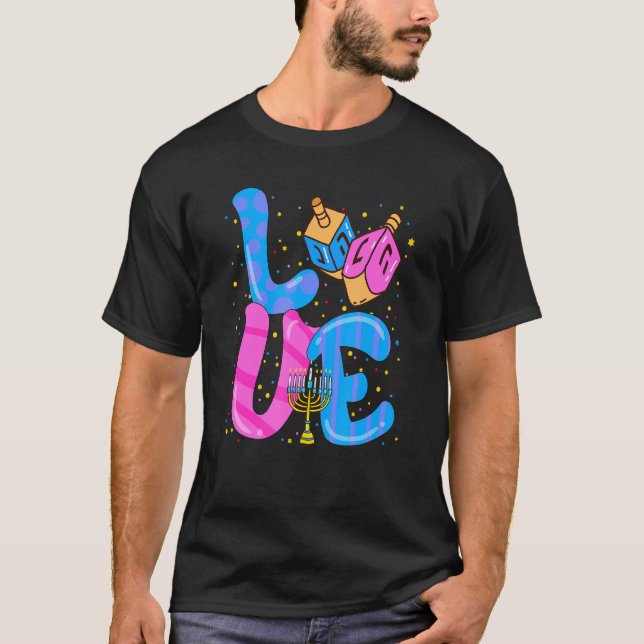 Kärlek Hanukkah Dreidel Lycklig Chanukkah Costume  T Shirt (Framsida)
