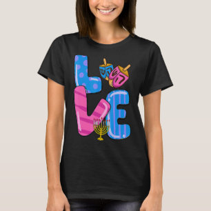 Kärlek Hanukkah Dreidel Lycklig Chanukkah Menorah T Shirt