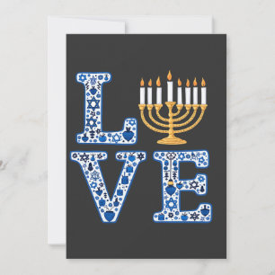 Kärlek Hanukkah Jewish Helgdag Menorah Inbjudningar