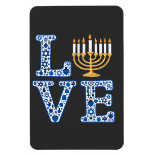 Kärlek Hanukkah Jewish Helgdag Menorah Magnet