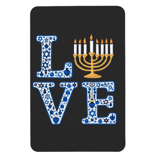 Kärlek Hanukkah Jewish Helgdag Menorah Magnet (Vertikal)