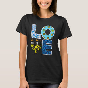 Kärlek Hanukkiah Menorah Jew Hanukah Chanukah Mana T Shirt