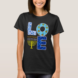 Kärlek Hanukkiah Menorah Jew Hanukah Chanukah Mana T Shirt