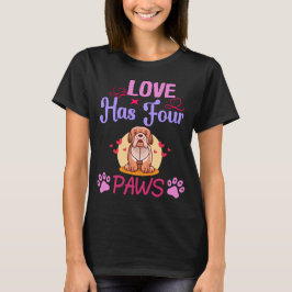 Kärlek har fyra Tass Alla hjärtans dag-bulldog par T Shirt