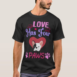 Kärlek har fyra Tass Alla hjärtans dag-bulldog par T Shirt