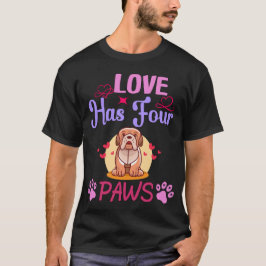 Kärlek har fyra Tass Alla hjärtans dag-bulldog par T Shirt