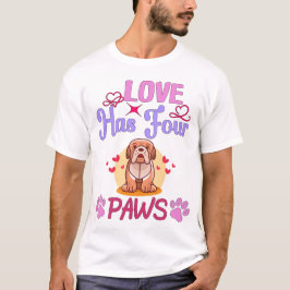 Kärlek har fyra Tass Alla hjärtans dag-bulldog par T Shirt