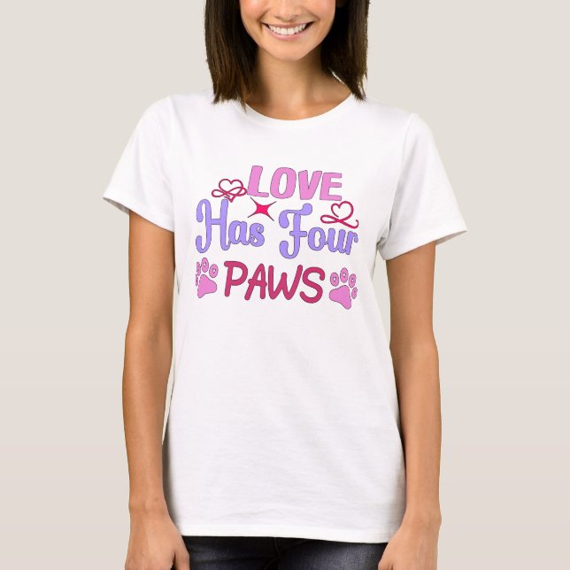 Kärlek har fyra Tass Alla hjärtans dag par T Shirt (Framsida)