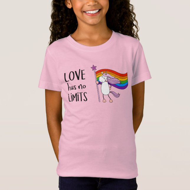 Kärlek har inga begränsningar för enhörning t shirt (Framsida)