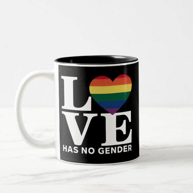 Kärlek Har Inget Kön HBTQ Regnbåge Pride Månad Två-Tonad Mugg (Vänster)